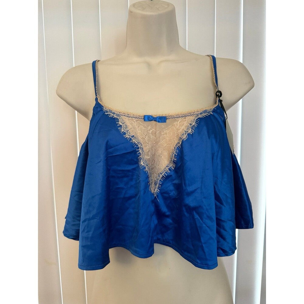 NWT Women’s Love Haus Blue Camisole w/ lace trim Size Medium